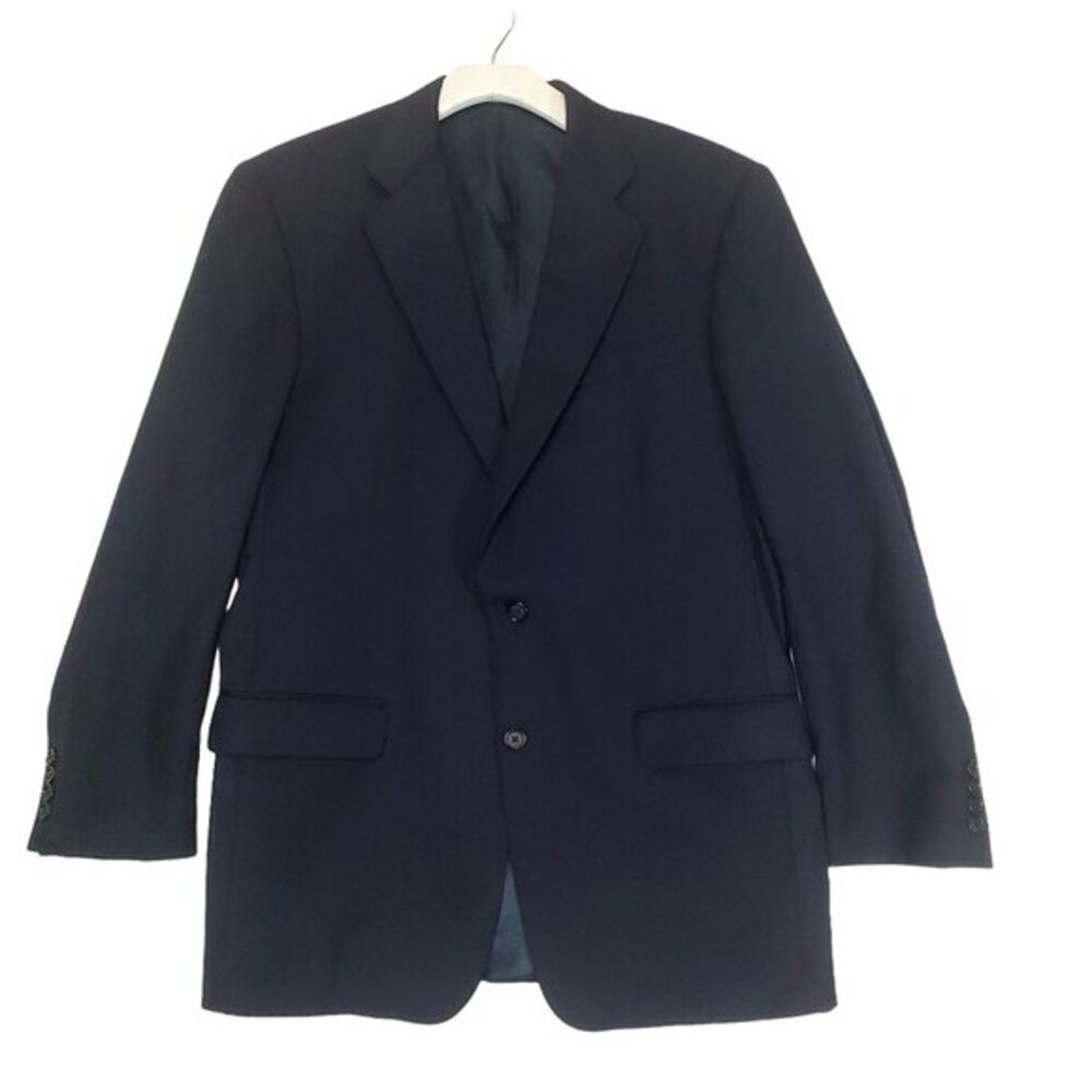 HICKEY FREEMAN Mens Sport Coat SZ 40R 100% Wool 2 Button Black Stripe Lined Vent